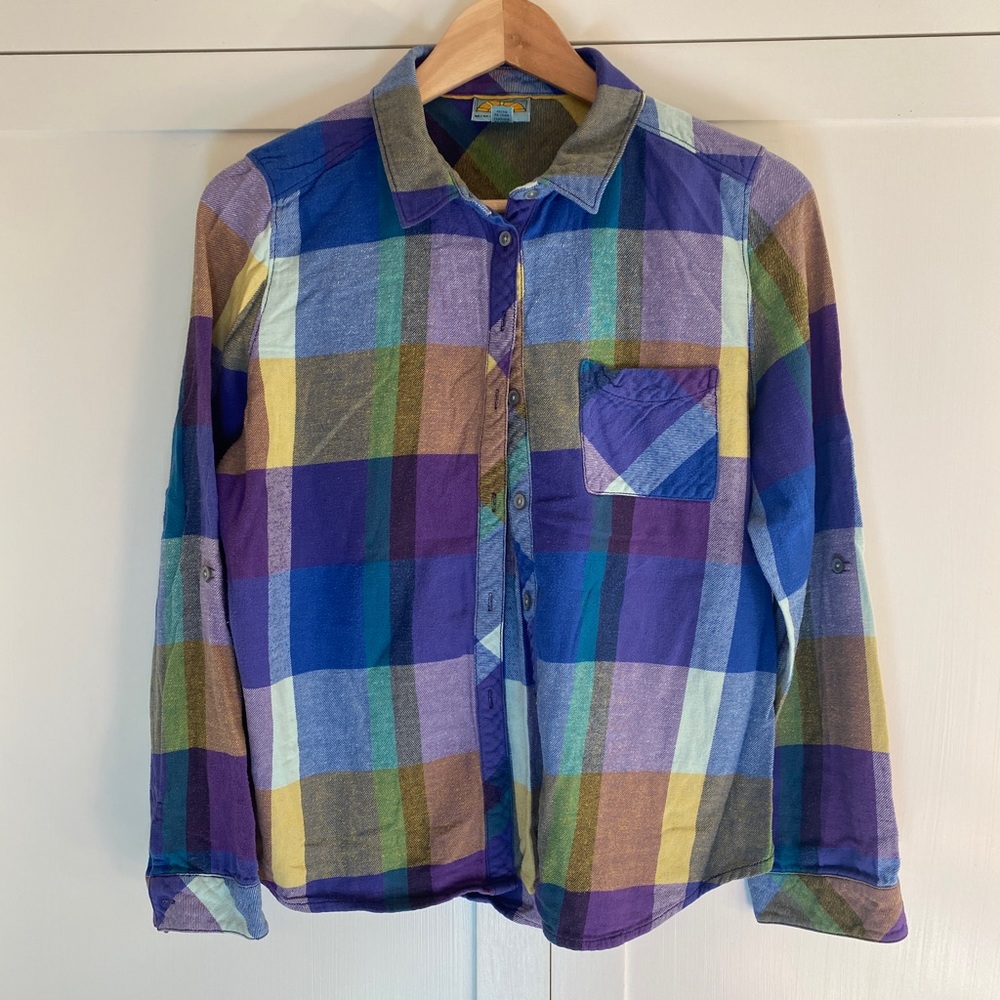 C&C California Purple Multi-Color Plaid Button-Down Shirt